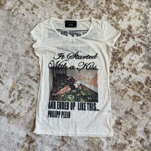 Philipp Plein White Graphic Tee